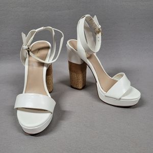 Aldo Platform Block Heel Strappy Sandals White Women's size 7M